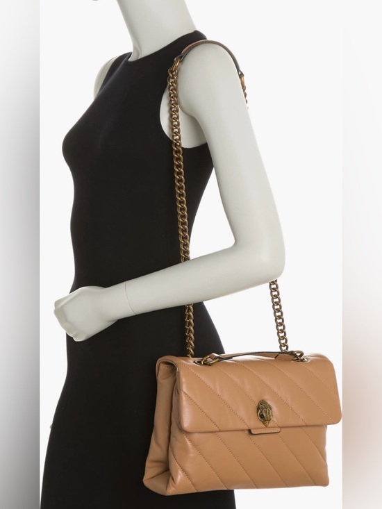 Kurt Geiger Handbags - Kurt Geiger London Quilted Tan Leather Shoulder Bag with Chain Strap